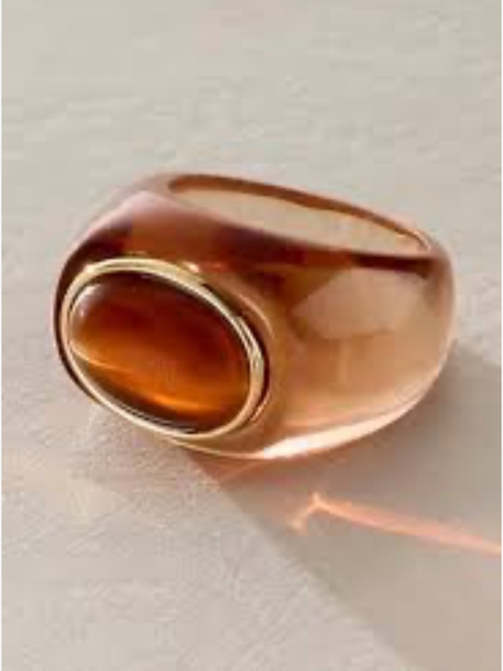 Free People Amber-Tone Resin Ring with Gold Accent